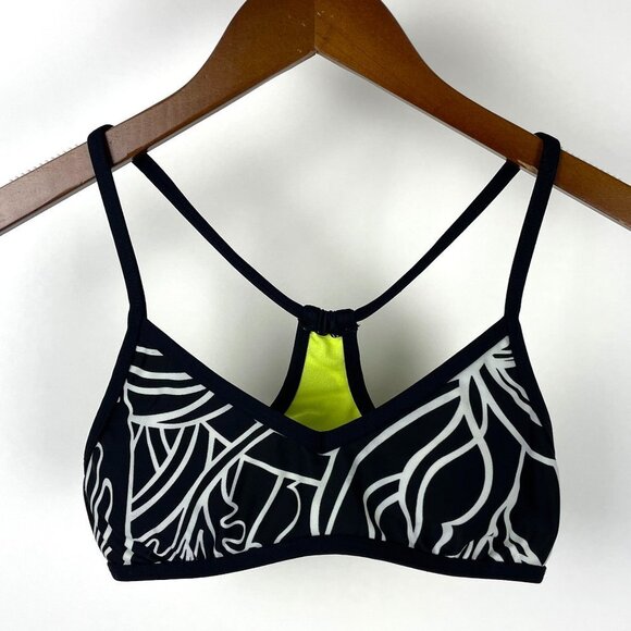 Athleta Black and White Swirl Pattern Racerback Bikini Top Women's Size XXS - Picture 1 of 3